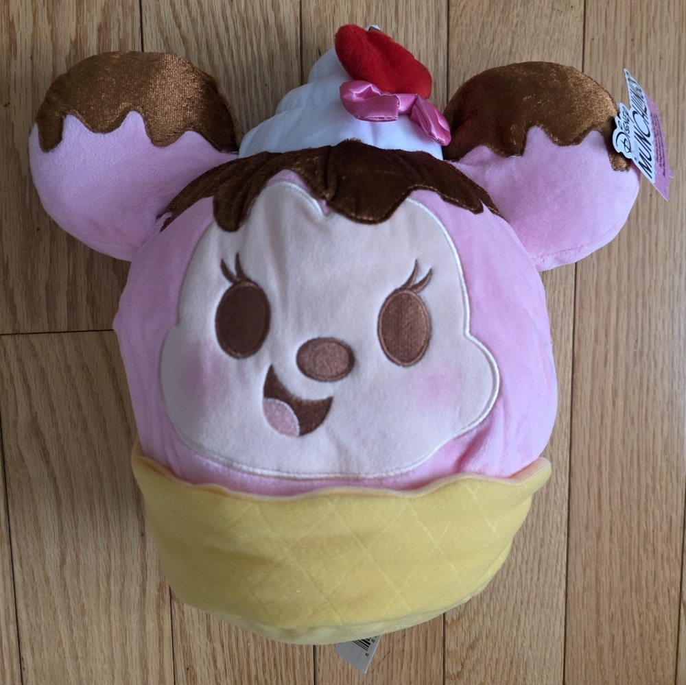 Disney Munchlings Minnie Mouse Strawberry Sundae Waffle Bowl Plush, 10 inches